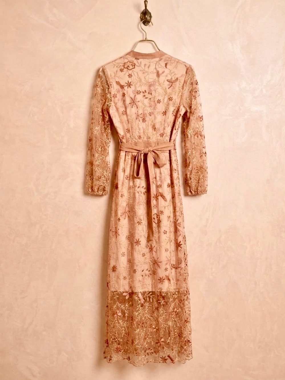 BL^NK Laksina Bronze Hand Embroidered Wrap Maxi Size Small NWT - Picture 3 of 10